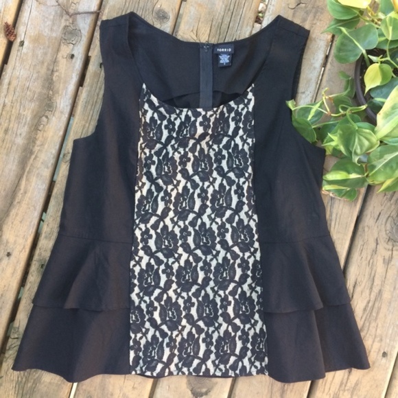 torrid Tops - {Torrid} Layered Lace Paneled Peplum, 3x